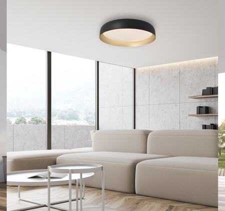 Okrągły czarny plafon sufitowy o średnicy 57cm LED sterowany pilotem OSKO Just Light 14216-18