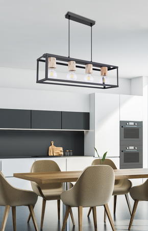 RETRO LAMPA WISZĄCA CZARNY 4X40W E27 KLOSZ CZARNY Candellux 34-00811