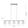 Lampa wisząca pięć szklanych kloszy na chromowanej belce  ACCOR Just Light 5xE14  15375-17