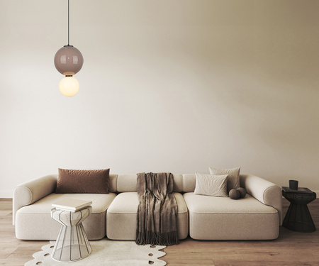 Lampa wisząca kula z ceramiki 25cm plus szklany biały klosz LED 3000K Pieve Italux PND-95221-1L-BR