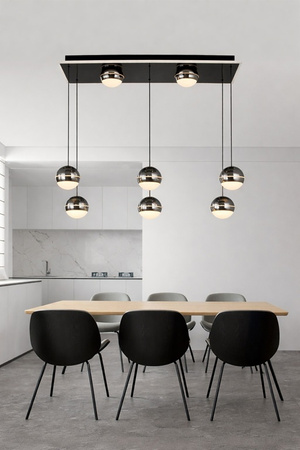 Lampa wisząca ósemka prostokątna Biarritz czarny chrom Aviano Lighting 7047-905