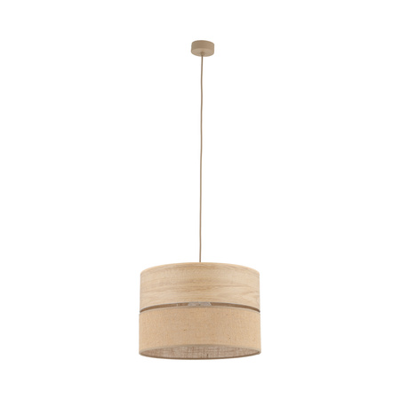 Lampa wisząca boho dzielony abażur 38cm z juty i imitacji drewna DORMA WOOD JUTA 1xE27 Tk Lighting 11786