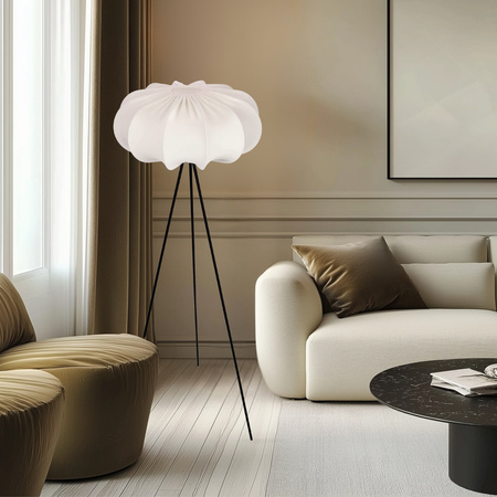 Lampa podłogowa trzy nogi z abażurem kremowym latte 52 cm CAFEE w stylu skandynawskim E27 Candellux Studio 51-42033