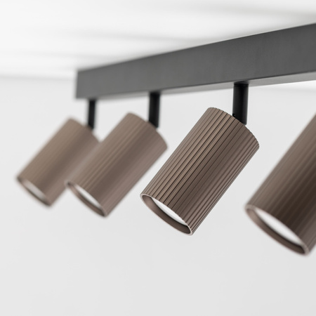 Poczwórna listwa sufitowa z ryflowanymi brązowymi tubami TUNE BROWN 4XGU10 Tk Lighting 16149