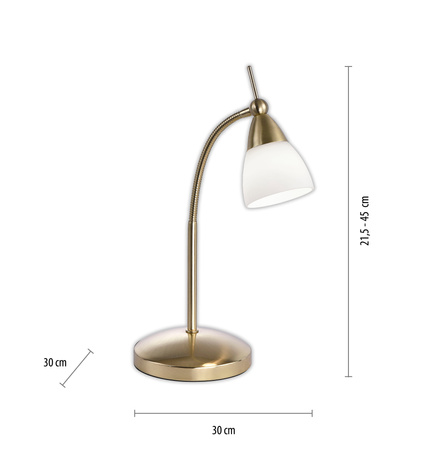 LAMPA STOŁOWA MATOWY MOSIĄDZ z wyginanym ramieniem 1xG9 PINO 4001-60 