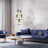 Lampa wisząca pięciozwisowa z ryflowanymi koniakowymi kloszami i zielonymi kulami SOPHIA GREEN COGNAC 5xE14 Tk Lighting 11149