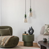 Lampa wisząca pojedyńcza z karbowanym koniakowym kloszem i zieloną kulą SOPHIA GREEN COGNAC 1xE14 Tk Lighting 11146