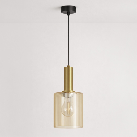 Pojedyńcza lampa wisząca z bursztynowym kloszem AIGO Kaja Lighting K-5875
