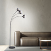Lampa podłogowa czarna w kształcie łuku trzy dymione szklane klosze ZEA Just LIght 15422-18