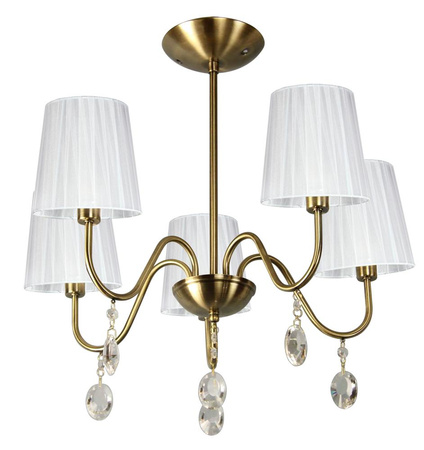 SORENTO LAMPA WISZĄCA 5X40W E14 PATYNA ABAŻUR BIAŁY Candellux 35-38104