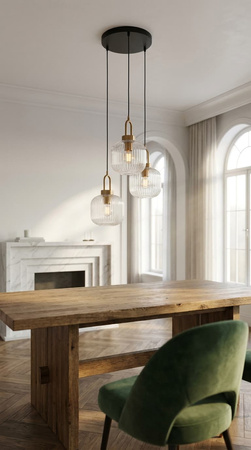 Lampa wisząca z 3 ryflowanymi kloszami do salonu LIRA Kaja Lighting K-6062