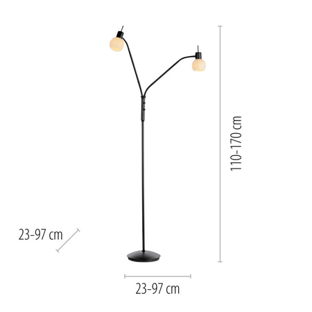 Lampa podłogowa czarna dwa giętkie ramiona ze szklanymi kloszami LOKI 2xE14 Just Light 12158-18