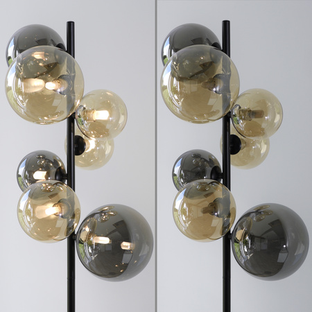 Lampa podłogowa czarna z kloszami dymionymi i bursztynowymi POPSICLE Paul Neuhaus 585-18