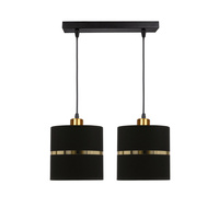 Assam lampa wisząca czarny+złoty 2x60w e27 abażur czarny+złoty pasek Candellux 32-17321