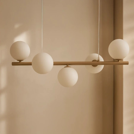 Elegancka, beżowa lampa wisząca z białymi kloszami ARDI Kaja Lighting K-5841