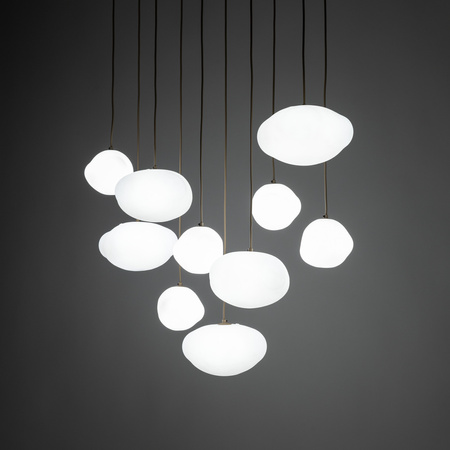 Lampa wisząca 10 nieregularnych szklanych kloszy na prostokątnej podstawie w kolorze sabia NEBIA SABIA 10xG9 Tk Lighting 10754