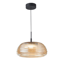 Lampa wisząca z dużym 41cm szklanym bursztynowym kloszem LED 3000K Loculi Italux PND-24040-BK-AMB