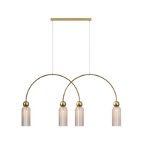 Rozłożysta złota lampa wisząca z bursztynowymi kloszami Antic MOD302PL-04CG Maytoni