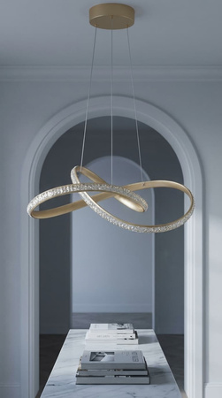 Ledowa, złota lampa wisząca do sypialni FONDI Kaja Lighting K-8237