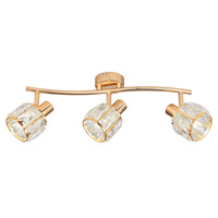 Dubai lampa sufitowa listwa różowy złoty 3x40W E14 klosz złoty z kryszt transp Candellux 93-23490