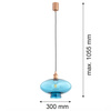 Lampa wisząca w kolorze miedzianym szklany błętkitny klosz o średnicy 30cm TRESCO Argon 8982
