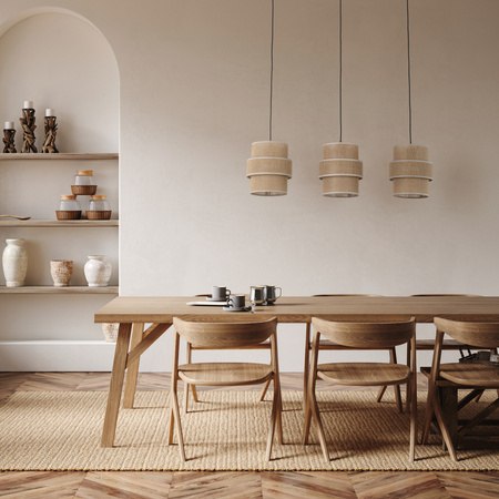 Lampa wisząca potrójna abażury z juty CALISTO JUTA 3xE27 Tk Lighting 10978