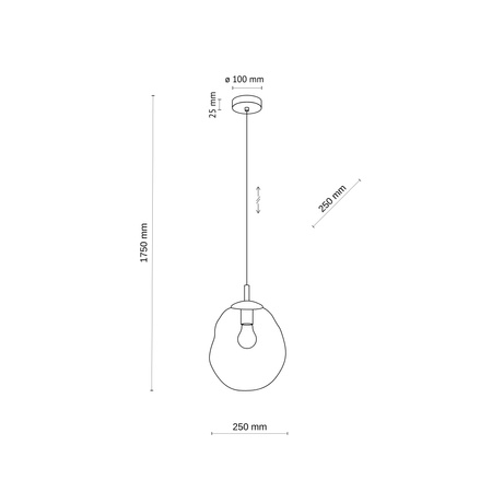 Lampa wisząca nieregularny szklany klosz 25cm LAVA M SABIA 1xE27 Tk Lighting 11327