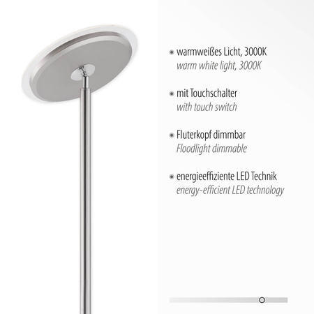 Prosta lampa podłogowa w kolorze stalowym HANS LED 3000K Just Light 11729-55