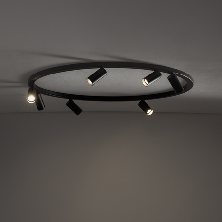 Czarna lampa sufitowa ring 80cm – okrągła forma z punktowymi światłami 7xGU10 FOURTY ROUND Nowodvorski 11944