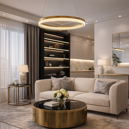 Lampa wisząca złoty okręg z akcentem glamour GALA GOLD 25W LED 4000K Milagro ML2240