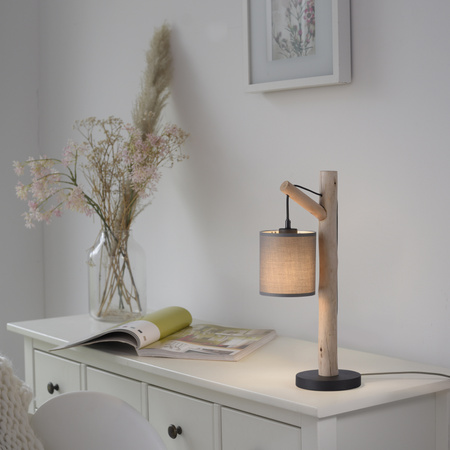 Lampka stołowa drewniana konstrukcja i zwisający abażur GREEN TRIBU 1xE27 Just Light 15784-29
