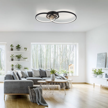 Czarna lampa sufitowa dwa ringi z dodatkowym podświetleniem na podstawie ASMINA LED 3000K 14540-18