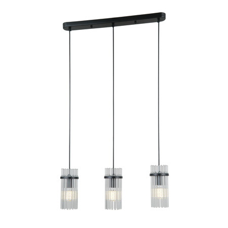 Lampa wisząca czarna trzy zwisy szklane rurki 3xE14 Merto Italux PND-40930-3B-BK