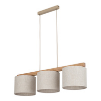 Lampa wisząca 3 abażury na drewnianej belce VIGA SHADE SOSNA 3xE27 Tk Lighting 11882