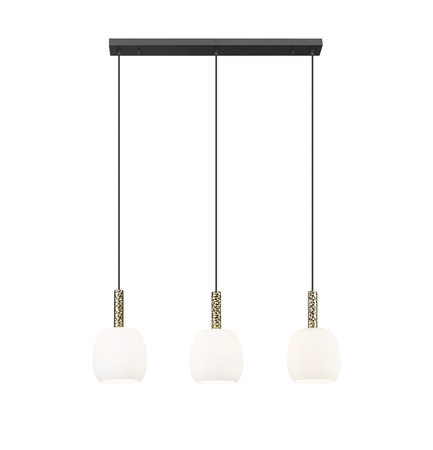 Lampa wisząca trzy szklane klosze na czarnej listwie CALVO 3xG9 Zuma Line P0076-03Q-P7AA