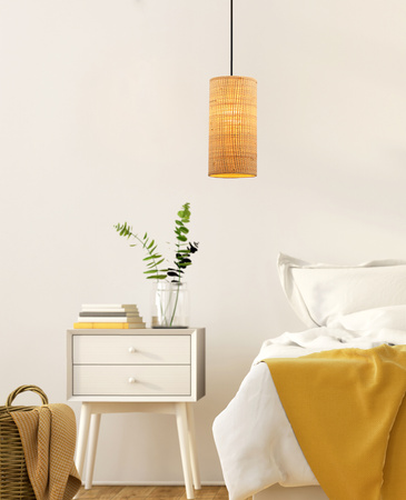 Fleri lampa wisząca czarny 1x60 e27 abażur 12x25 beżowy ratan Candellux 31-19622