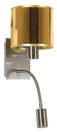 SYLWANA LAMPA KINKIET 1X40W E14 + LED Z WYŁĄCZNIKIEM SATYNA NIKIEL / ZŁOTY Candellux 21-29454