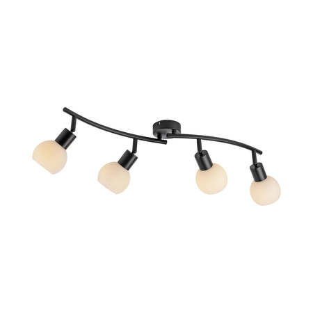 Poczwórna czarna listwa sufitowa szklane klosze LOKI 4xE14 Just Light 12154-18