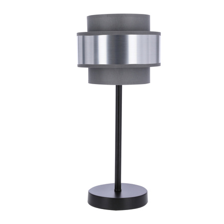 HARE LAMPA STOŁOWA CZARNY 1X60W E27 ABAŻUR SZARY+SREBRNY Candellux 41-18465
