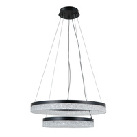 Lampa wisząca dwa czarne pierścienie z akrylowym kloszem LED Italux PND-34533-2L-BK