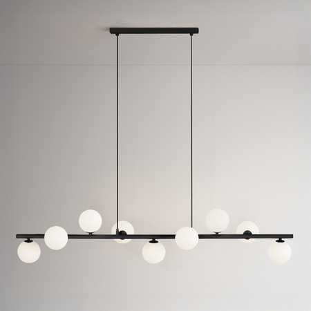 Czarna lampa wisząca z białymi kloszami na belce FILO Kaja Lighting K-5853