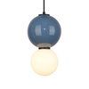 Lampa wisząca niebieska kula z ceramiki 15cm wraz ze szklanym białym kloszem LED 3000K Pieve Italux PND-95221-1S-BLU