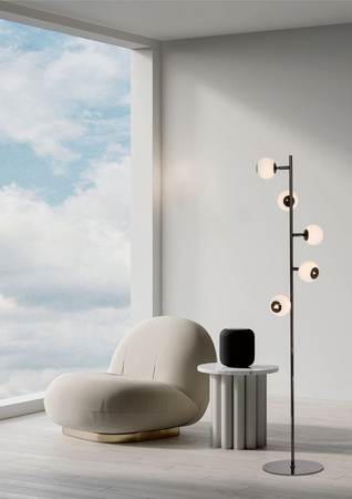Lampa podłogowa piątka LED Luberon czarny chrom Aviano Lighting 3051-505