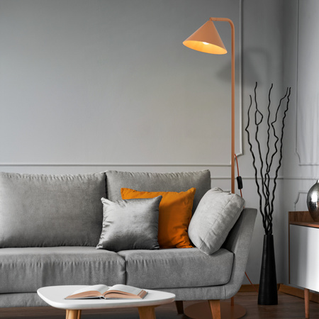 Lampa podłogowa metalowy stożek w kolorze pomarańczowym 1XE14 CONO SALMON Tk Lighting 16207