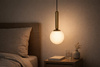 Pojedyńcza lampa wisząca z białym, kulistym kloszem TOKI Kaja Lighting K-5860