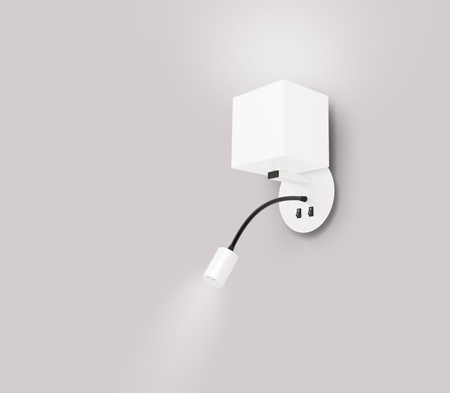 MAGNUM 1 LAMPA KINKIET OKRAGŁY 1X40W E27+3W LED ABAŻUR KWADRAT BIAŁY Candellux 21-75659