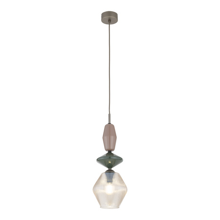 Pojedyńcza lampa wisząca karbowany koniakowy klosz ZEN NEW BROWN FUSO COGNAC 1XE14 Tk Lighting 11865