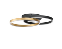 Lampa sufitowa dwa pierścienie czarny i złoty HALO TOP 65+45 BK-GO AZZARDO AZ6214