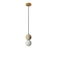 Lampa wisząca biała szklana kula z ozdobą z trawertynu Bilo I 1xG9 PL0135 Yaskr