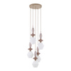 Lampa wisząca w kolorze sabia z ciekawymi kloszami i ozdobnymi bryłami ZEN SABIA FUSO WHITE 5XE14 KOŁO Tk Lighting 11864
